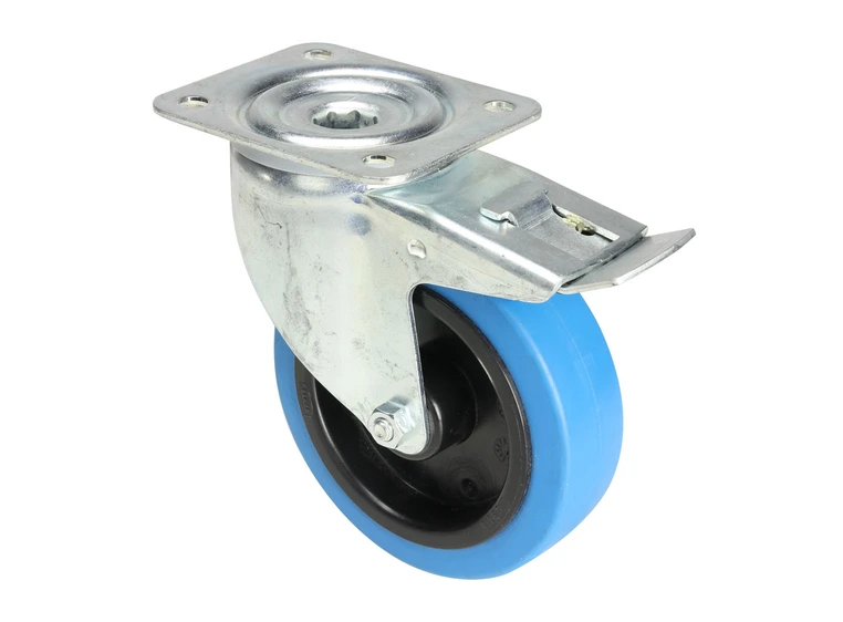 Tente 37036 - Swivel Castor 125 mm with blue Wheel and Brake 
